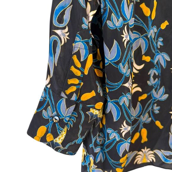 NWT Farm Rio Winter Garden Black Pajama Shirt Button Front Top Floral Size S - Picture 9 of 12